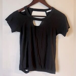 COMUNE Women’s Black Cut Out Detail Short Sleeve Tee Size XS